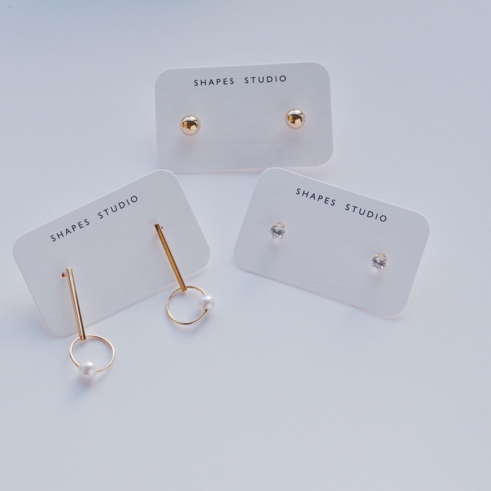 3 Pairs - 18K Gold Plated Stud Earrings Set - Picture 2 of 6